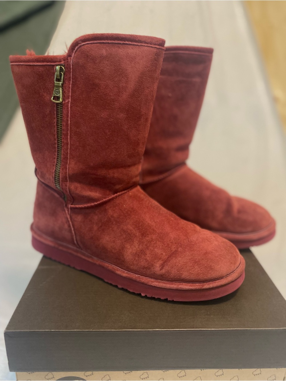 Lamo Juniper Water Resistant Women's Mid-Calf Suede Boots - Burgundy Red 9